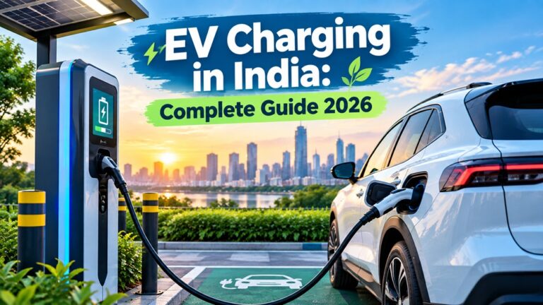 EV charging in India 2026 guide showing an electric car connected to a fast charging station